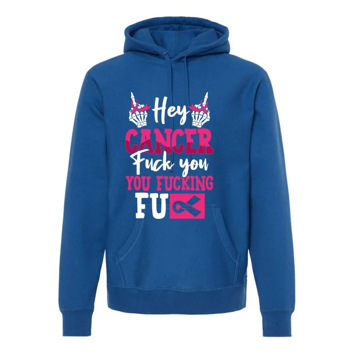 F%ck Skeleton Hand Pink Ribbon Breast Cancer Awareness Meaningful Gift Premium Hoodie