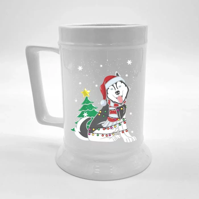 Funny Siberian Husky Christmas Dog Lover Gift Front & Back Beer Stein