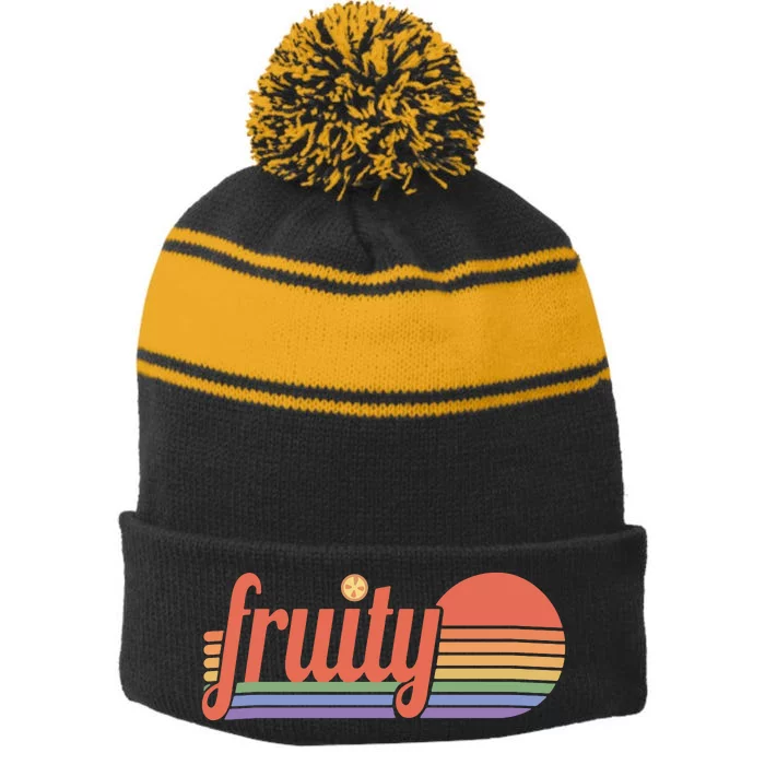 Fruity Sapphic Historical Lesbian Stripe Pom Pom Beanie