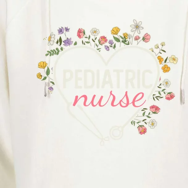 Floral Stethoscope Heart Nursing Pediatric Nurse Gift Womens Funnel Neck Pullover Hood