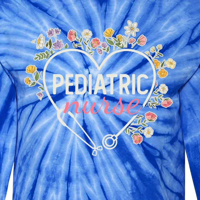 Floral Stethoscope Heart Nursing Pediatric Nurse Gift Tie-Dye Long Sleeve Shirt