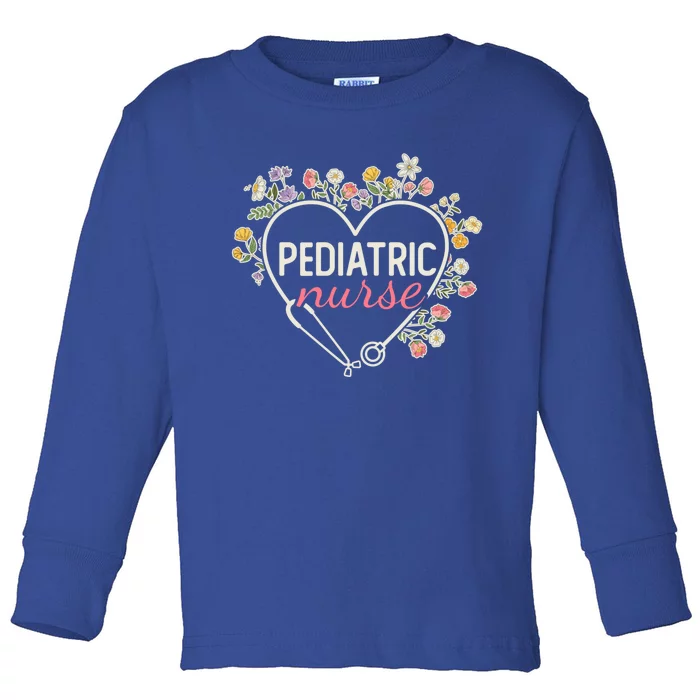 Floral Stethoscope Heart Nursing Pediatric Nurse Gift Toddler Long Sleeve Shirt