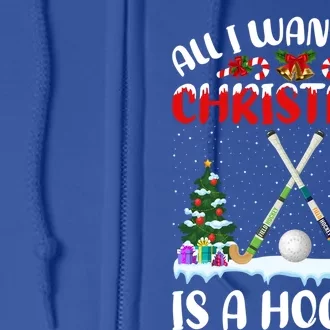 Funny Santa Hat All I Want For Christmas Is A Hockey Gift Full Zip Hoodie