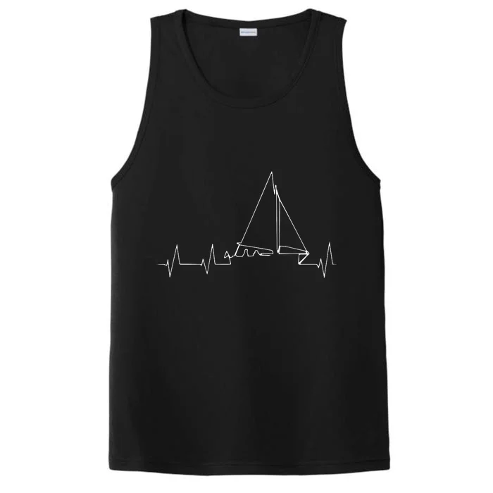 Funny Sailboat Heartbeat Cute Love To Sail Tee Gift Performance Tank