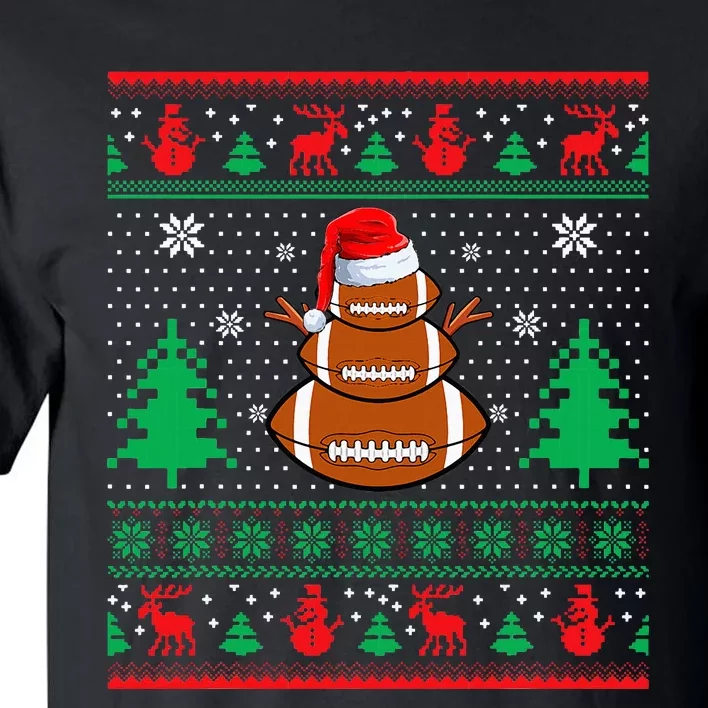 Football Santa Hat Ugly Christmas Sweaters Tall T-Shirt