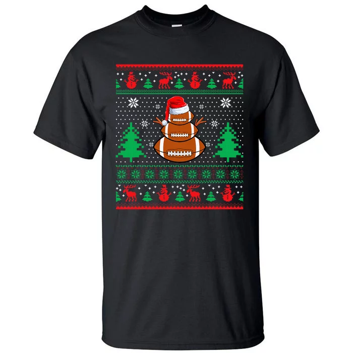 Football Santa Hat Ugly Christmas Sweaters Tall T-Shirt