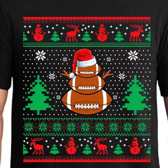 Football Santa Hat Ugly Christmas Sweaters Pajama Set