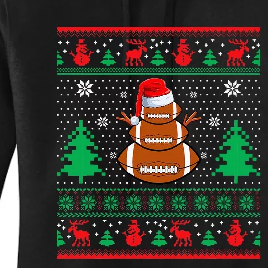 Football Santa Hat Ugly Christmas Sweaters Women's Pullover Hoodie