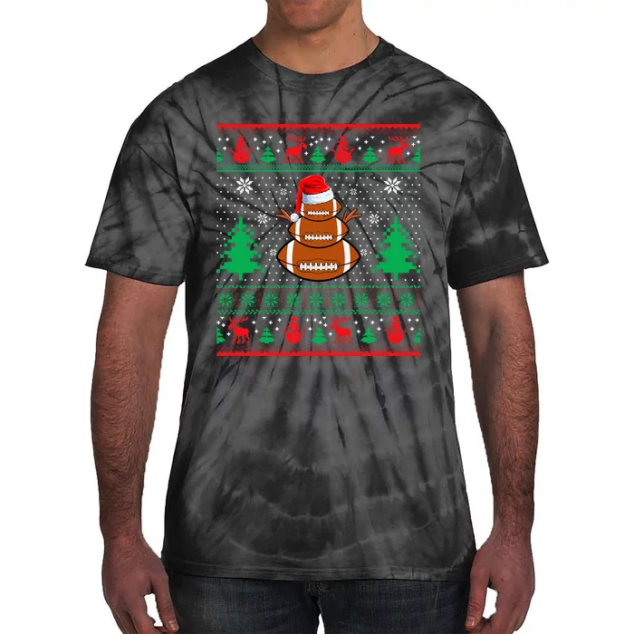 Football Santa Hat Ugly Christmas Sweaters Tie-Dye T-Shirt