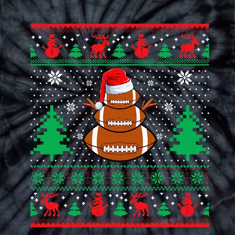 Football Santa Hat Ugly Christmas Sweaters Tie-Dye T-Shirt