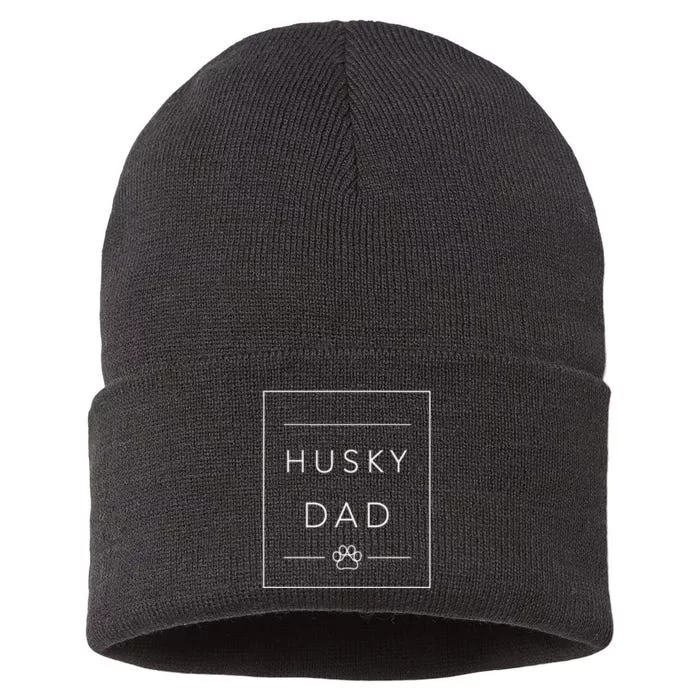 Funny Siberian Husky Lover Dog Dad Minimalist Tee Husky Dad Sustainable Knit Beanie