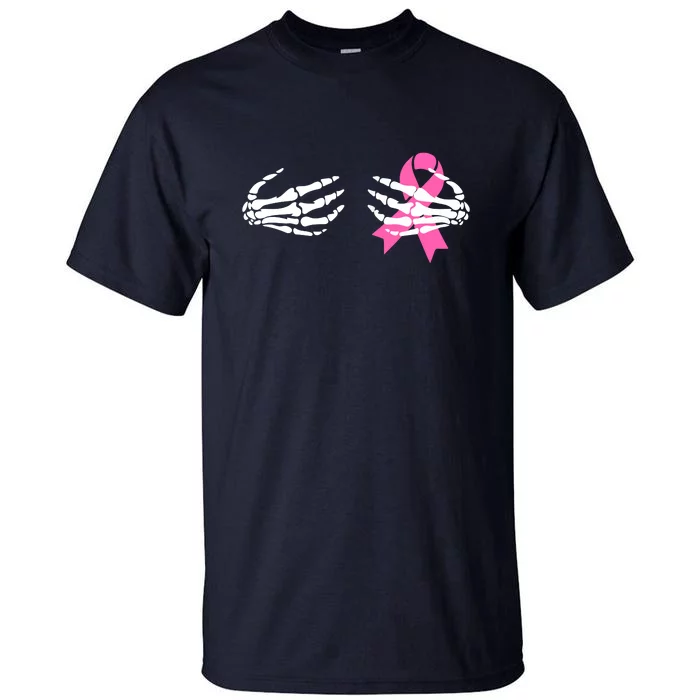 Funny Skeleton Hands Breast Cancer Awareness Pink Ribbon Gift Tall T-Shirt