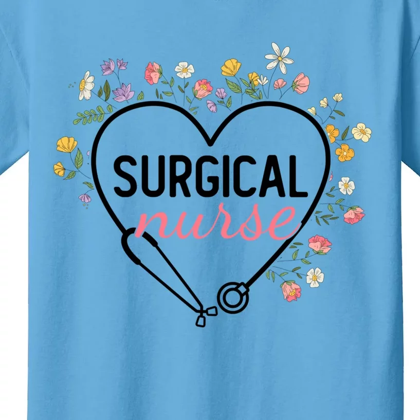 Floral Stethoscope Heart Nursing Surgical Nurse Gift Kids T-Shirt