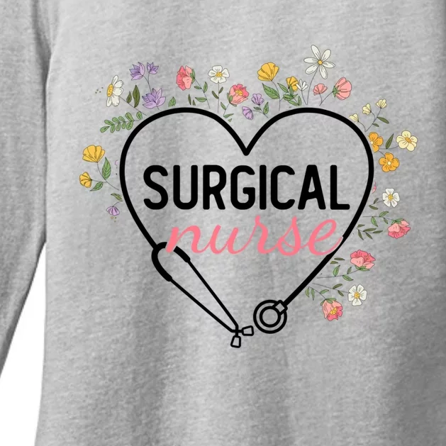 Floral Stethoscope Heart Nursing Surgical Nurse Gift Womens CVC Long Sleeve Shirt