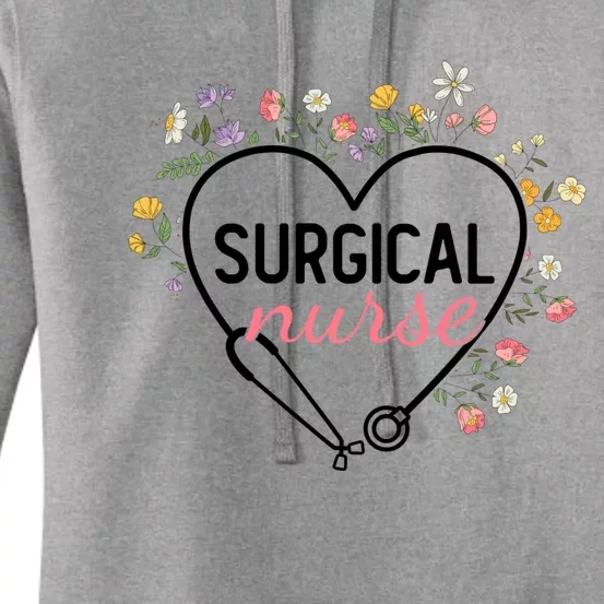 Floral Stethoscope Heart Nursing Surgical Nurse Gift Women's Pullover Hoodie