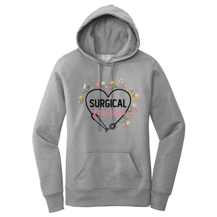 Floral Stethoscope Heart Nursing Surgical Nurse Gift Women's Pullover Hoodie