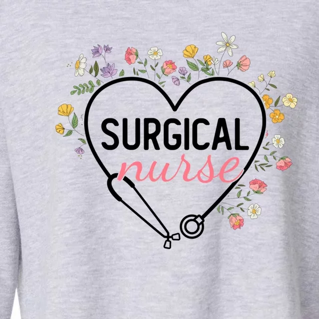 Floral Stethoscope Heart Nursing Surgical Nurse Gift Cropped Pullover Crew