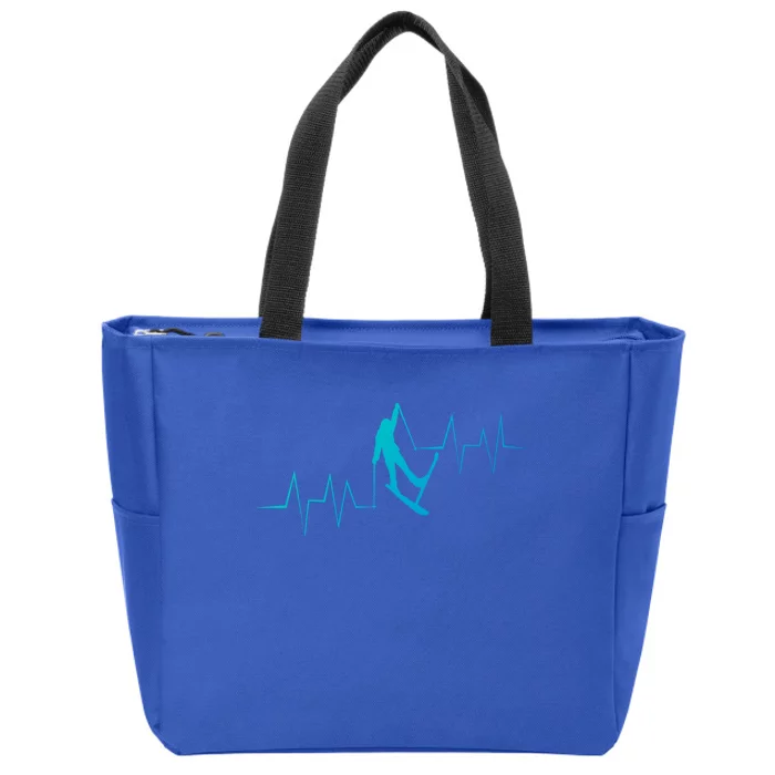 Funny Ski Heartbeat Skier Skiing Great Gift Zip Tote Bag