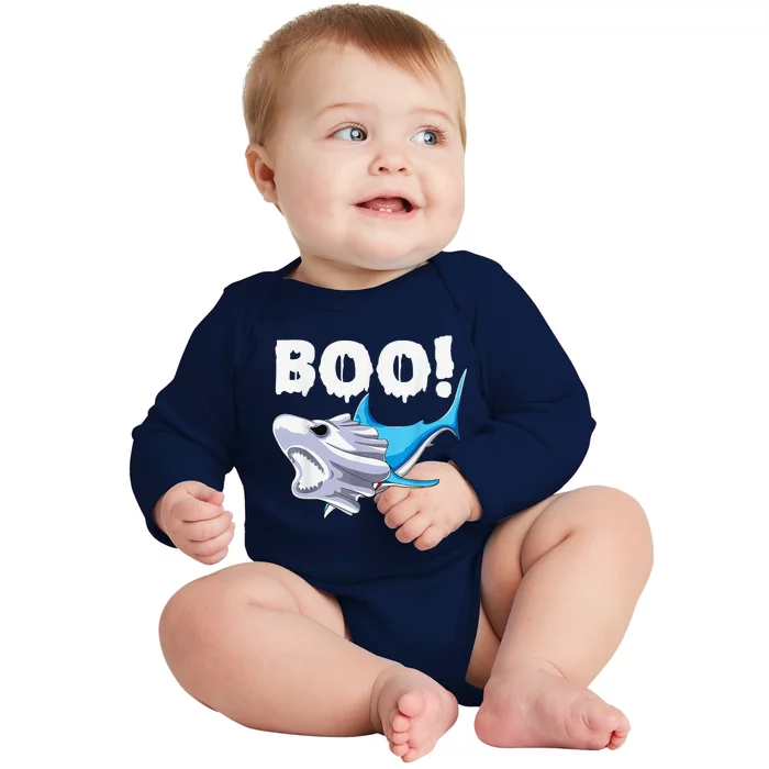 Funny Shark Halloween Boo Spooky Ghost Costume Baby Long Sleeve Bodysuit