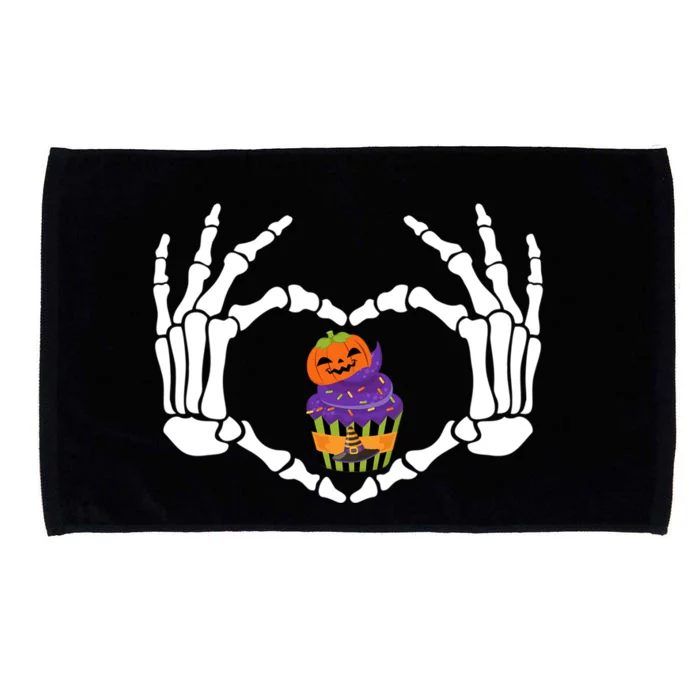 Funny Skeleton Hand Heart Cupcake Baking Halloween Costume Meaningful Gift Microfiber Hand Towel