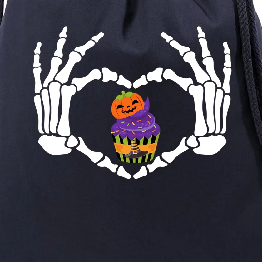 Funny Skeleton Hand Heart Cupcake Baking Halloween Costume Meaningful Gift Drawstring Bag