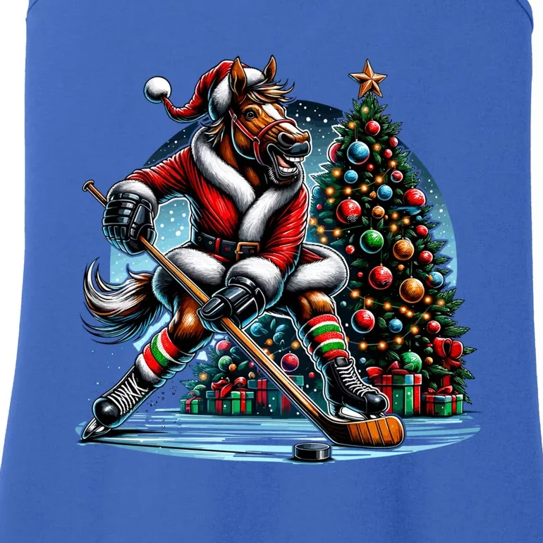 Funny Santa Horse Playing Hockey Christmas Gift Ladies Essential Tank