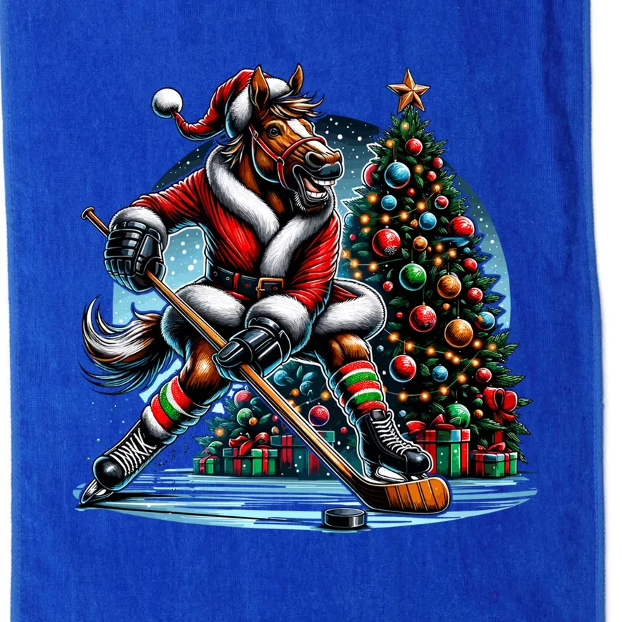 Funny Santa Horse Playing Hockey Christmas Gift Platinum Collection Golf Towel