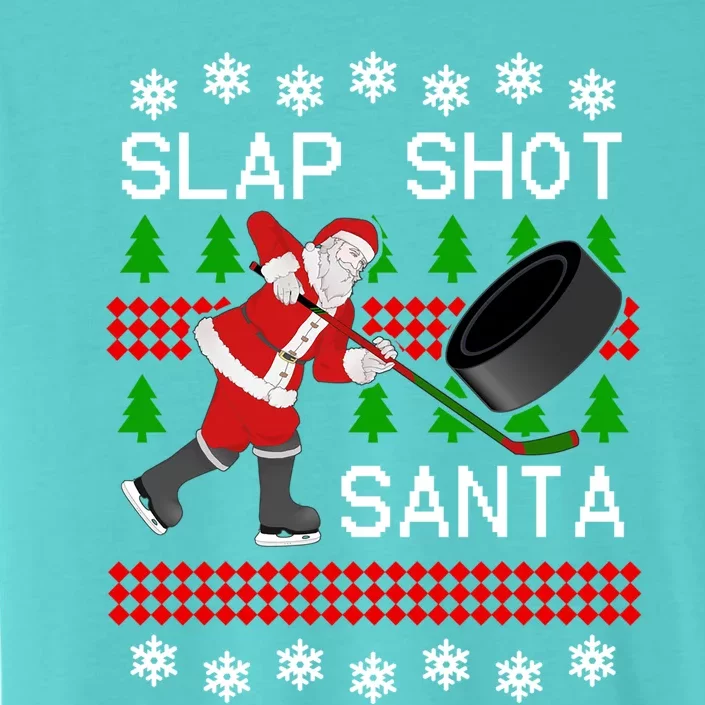 Funny Santa Hockey Christmas Slap Shot Hockey Santa Great Gift ChromaSoft Performance T-Shirt