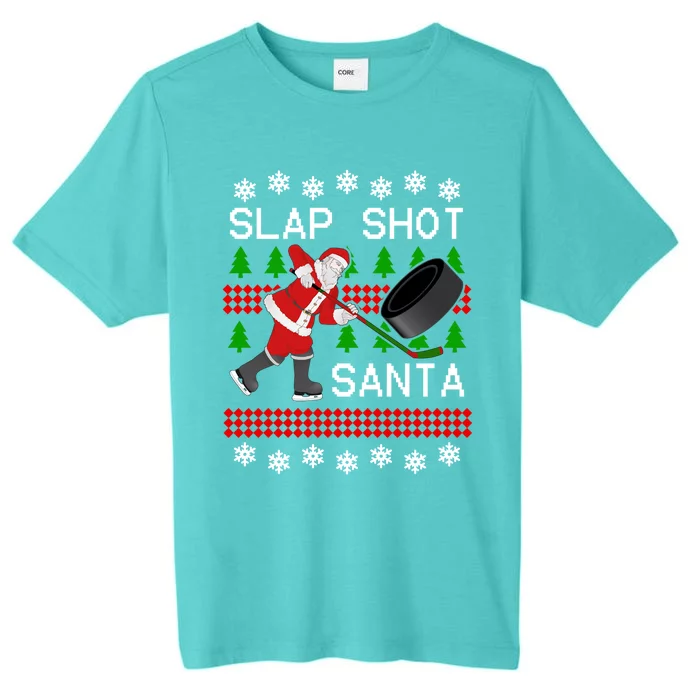 Funny Santa Hockey Christmas Slap Shot Hockey Santa Great Gift ChromaSoft Performance T-Shirt