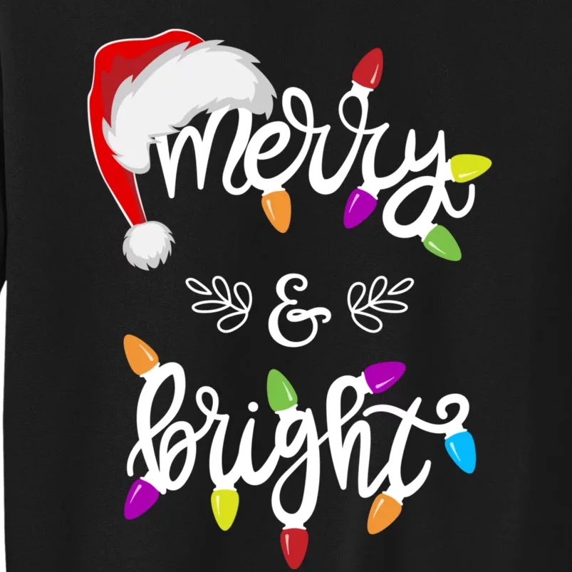 Funny Santa Hat Merry And Bright Christmas Lights Gift Sweatshirt