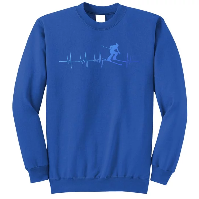 Funny Ski Heartbeat Top Funny Gift For Skiers Skiing Gift Meaningful Gift Tall Sweatshirt