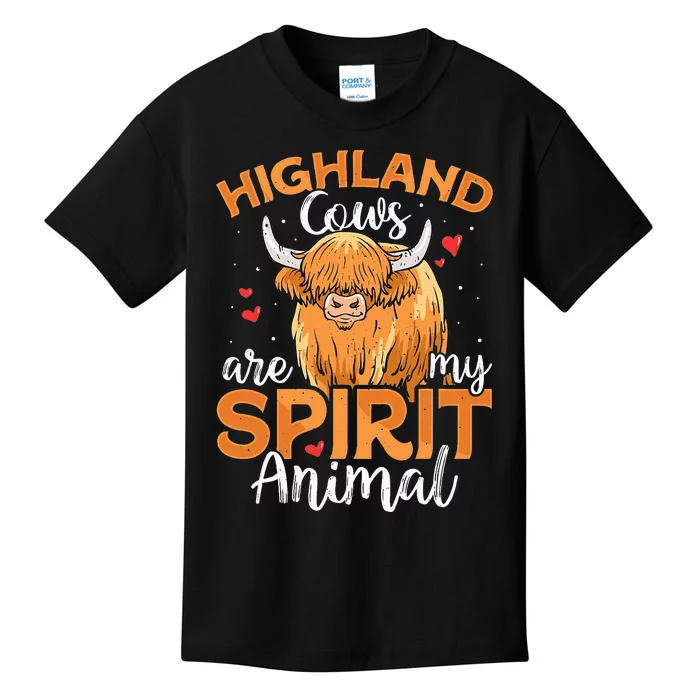 Funny Scottish Highland Cow Cows Lover Kids T-Shirt