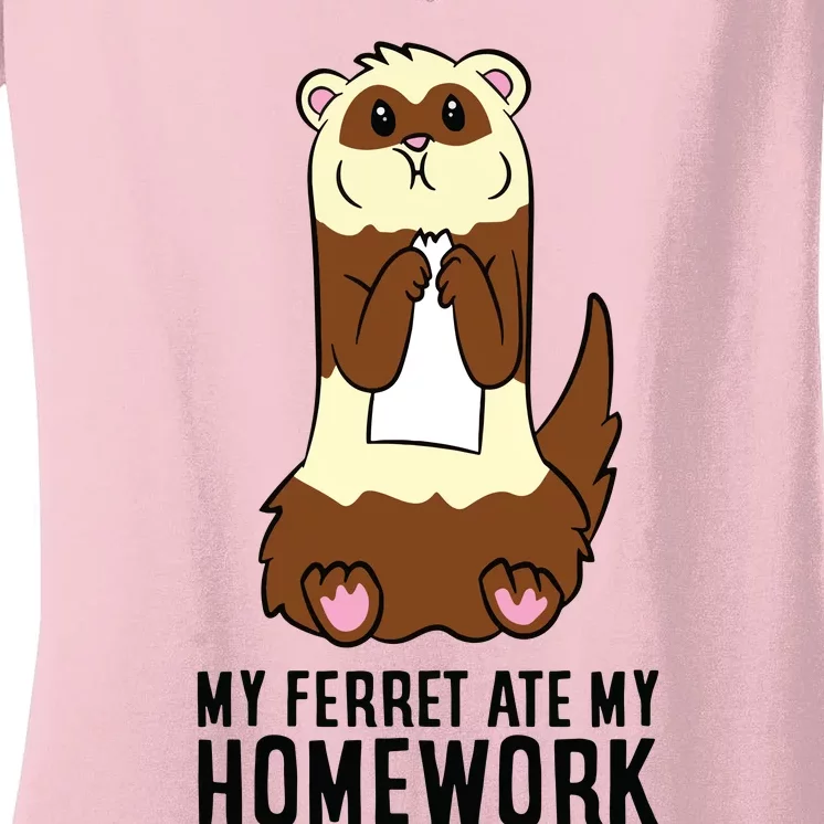 Ferret School Homework My Ferret Ate My Homework Women's V-Neck T-Shirt