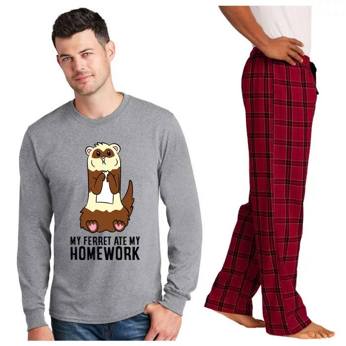 Ferret School Homework My Ferret Ate My Homework Long Sleeve Pajama Set