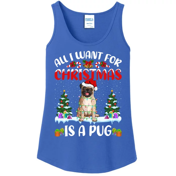 Funny Santa Hat All I Want For Christmas Is A Pug Gift Ladies Essential Tank