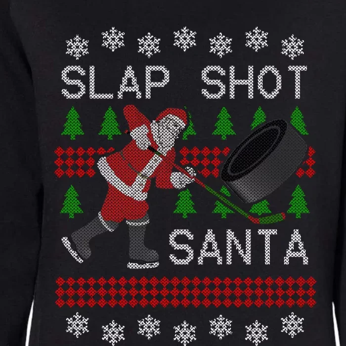 Funny Santa Hockey Puck Ugly Christmas Slap Shot Santa Gift Womens California Wash Sweatshirt