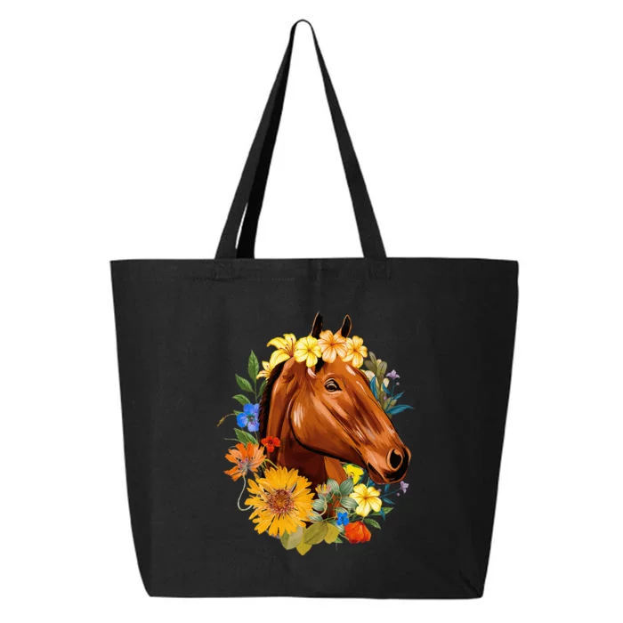 Floral Spring Horses Animal Horse Rider Equestrian Lover 25L Jumbo Tote