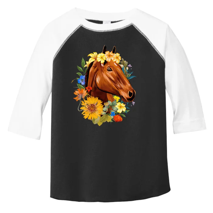 Floral Spring Horses Animal Horse Rider Equestrian Lover Toddler Fine Jersey T-Shirt