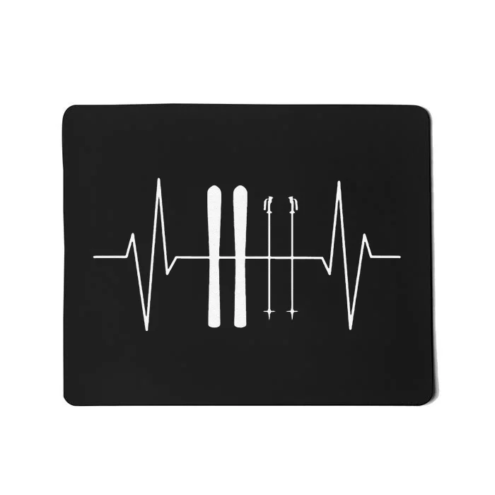 Funny Ski Heartbeat Skier Skiing Gift For Skier Mousepad