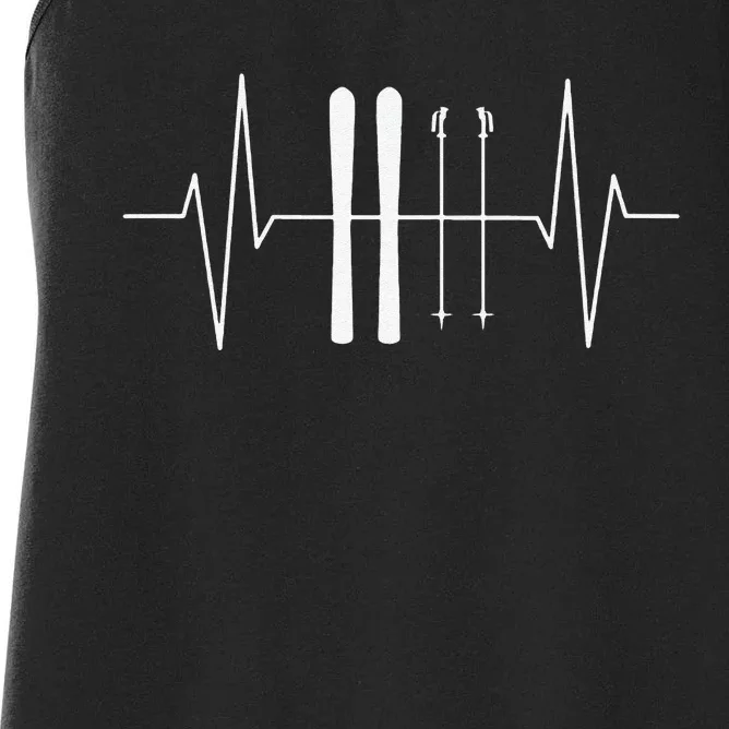 Funny Ski Heartbeat Skier Skiing Gift For Skier Women's Racerback Tank