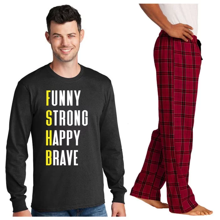 Funny Strong Happy Brave Father Cool Gift Long Sleeve Pajama Set