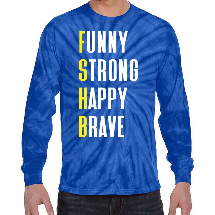 Funny Strong Happy Brave Father Cool Gift Tie-Dye Long Sleeve Shirt