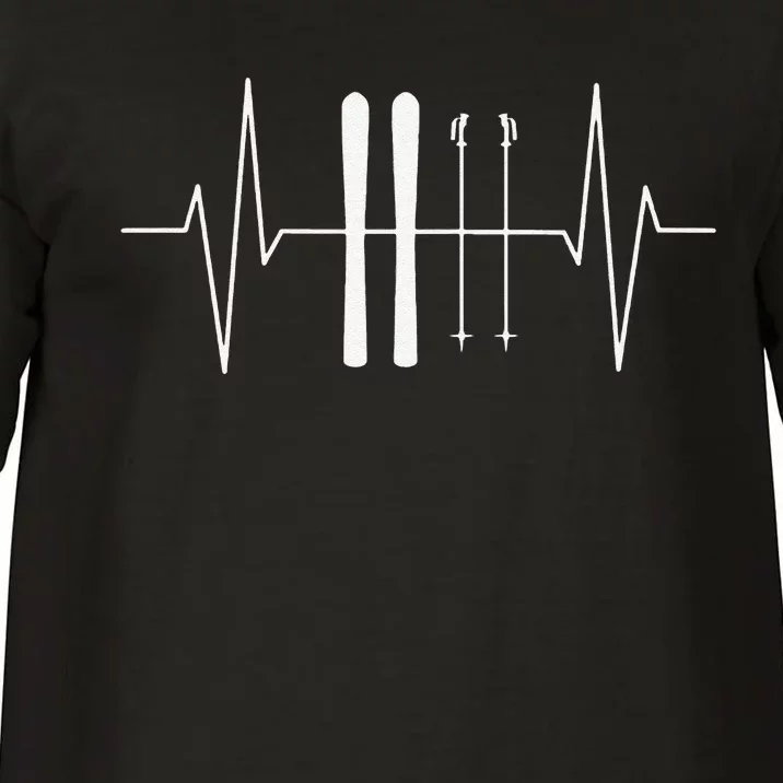 Funny Ski Heartbeat Skier Skiing Gift For Skier Comfort Colors T-Shirt