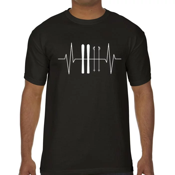 Funny Ski Heartbeat Skier Skiing Gift For Skier Comfort Colors T-Shirt