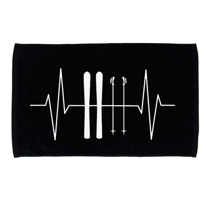 Funny Ski Heartbeat Skier Skiing Gift For Skier Microfiber Hand Towel