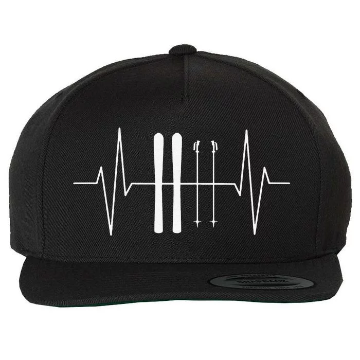 Funny Ski Heartbeat Skier Skiing Gift For Skier Wool Snapback Cap