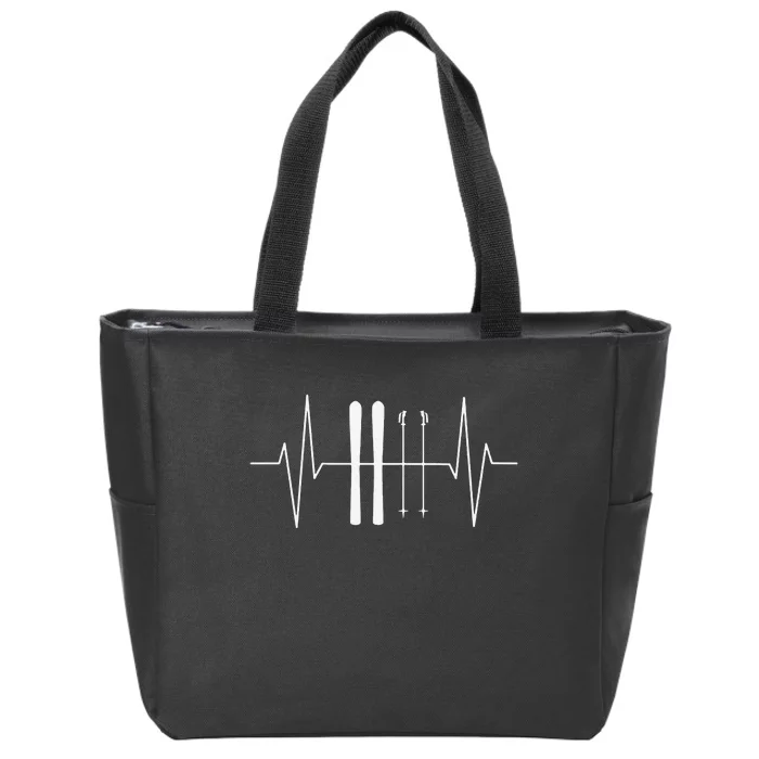 Funny Ski Heartbeat Skier Skiing Gift For Skier Zip Tote Bag