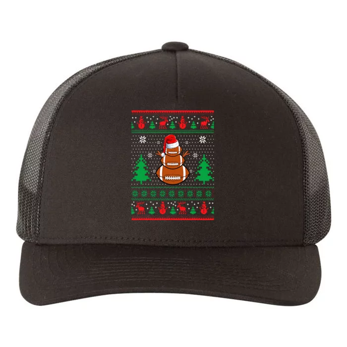 Football Santa Hat Ugly Christmas Sweaters Funny Christmas Yupoong Adult 5-Panel Trucker Hat