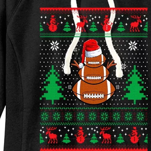 Football Santa Hat Ugly Christmas Sweaters Funny Christmas Women's Fleece Hoodie