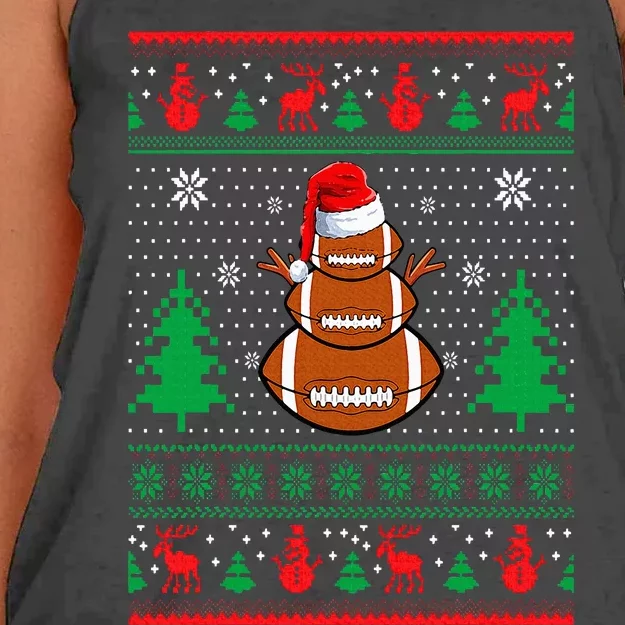 Football Santa Hat Ugly Christmas Sweaters Funny Christmas Women's Knotted Racerback Tank